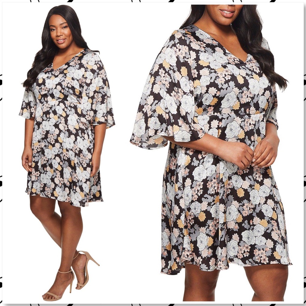 Bobeau Florice V Neck Dress Floral NWT